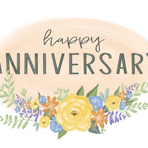 Anniversary Card, Happy Anniversary, Wedding Anniversary, Floral Anniversary Card image 2