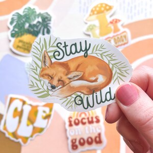 Stay Wild Fox Sticker, Cute Fox Sticker, Sleeping Fox, Wild Sticker, Water Bottle Sticker