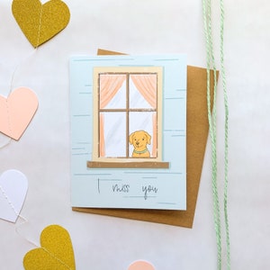 I Miss You Card, Cute Dog Greeting Card, Miss You Greeting, Long Distance