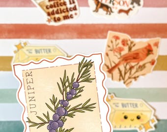 Juniper Stamp Sticker, Juniper Water Bottle Sticker, Vintage Stamp Sticker