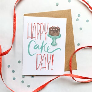 Happy Cake Day Card, Birthday Cake Card, Chocolate Cake Card