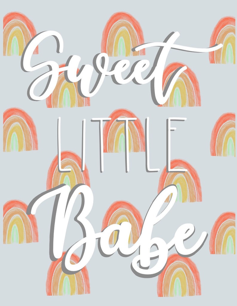 Rainbow Baby Card, Sweet Little Babe, Baby Shower Cards, Rainbow Baby Shower Blue