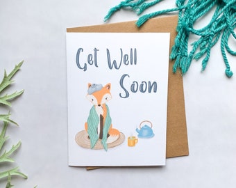 Get Well Soon Card, Get Well Greeting Card, Feel Better, Sick Card, Blank Get Well