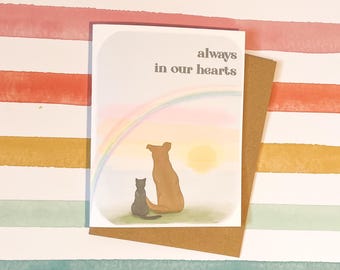 Always in Our Hearts Pet Loss Card, Dog Loss Card, Pet Loss, Dog Sympathy Card, Cat Sympathy, Vet Card
