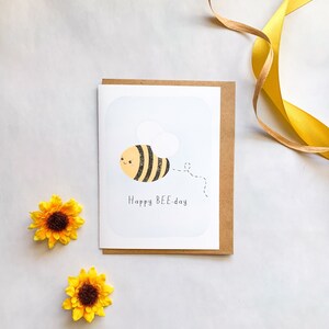 Happy Bee-day Card, Bumble Bee, Bee Birthday Card, Cute Bee, Friend Birthday