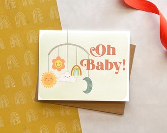 Oh Baby Card, Cute Baby Shower Card, Welcome Baby, Gender Neutral Baby Card