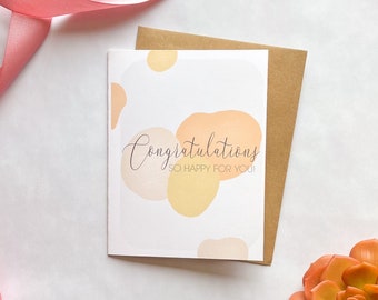 Boho Congratulations Card, Girl Graduation Card, Engagement Card, Happy for You Card