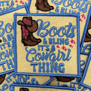 Prideful Patchez, Boots & Bling, Iron On Patch, Sew On Patch, Embroidered Patch, Great for Jackets, Denim, Hoodies, Bags, Cute Patches