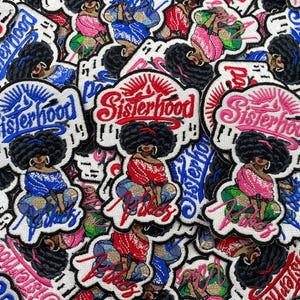 Prideful Patchez, Sisterhood Vibes, Iron On or Sew On Patch, Embroidered Patch, Great for Jackets, Denim, Hoodies & Bags, Cute Patches, D9