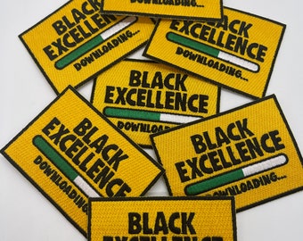 Prideful Patchez, Loading Black Excellence Interesting Iron on Patch, Sew On Patch, DIY, Embroidered Patch, Crafting, Crafts