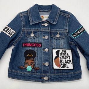 Smart Black Girl Jacket, Toddler jacket, Toddler clothing, african american, girl jacket, denim jacket, statement patch jacket, princess