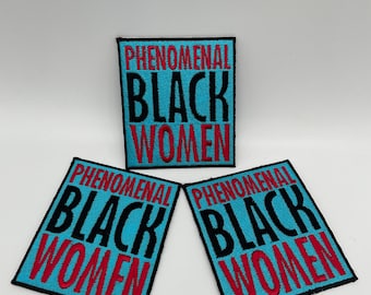 Prideful Patchez, Phenomenal Black Woman Patch, Iron on Patch, Sew On Patch, Jacket Patch, Embroidered Patch, Crafting, Crafts