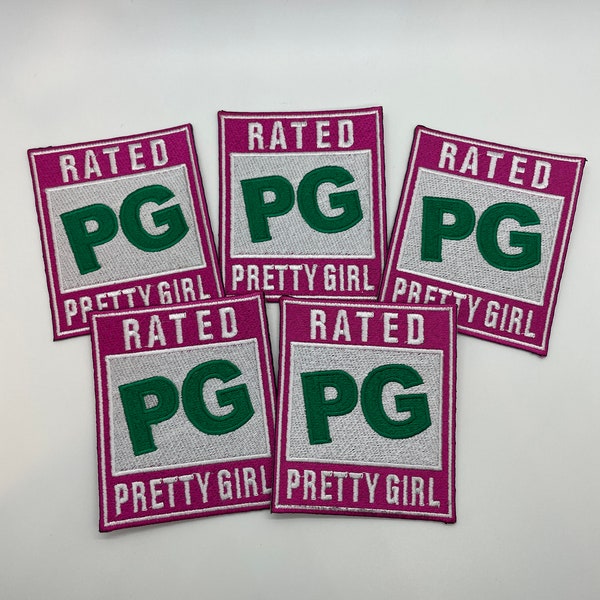 Prideful Patchez, RATED: Pretty Girl Iron on Patch, Pretty Girl Patch, Sew On Patch, DIY, Embroidered Patch, Crafting, Crafts