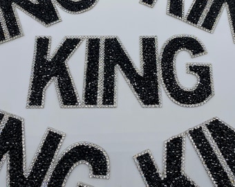Prideful Patchez, KING Rhinestone, Iron/Sew On Patch, Great for Jackets, Denim, Hoodies, Bags, & More