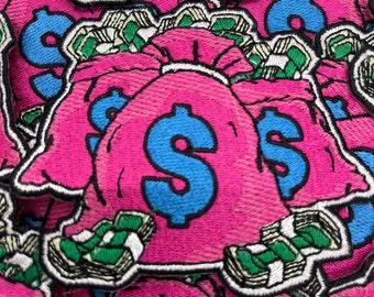 Prideful Patchez, Money Bags, Iron On Patch, Sew On Patch, Embroidered Patch, Great for Jackets, Denim, Hoodies & Bags, Cute Patches