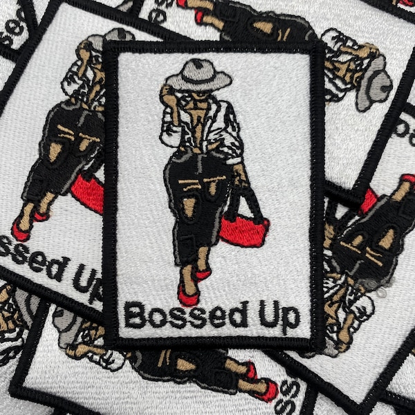 Bossed Up Iron-On Patch, Embroidered Applique
