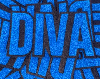 Prideful Patchez, Diva, Chenille Patch, Iron On Patch, Sew On Patch, Embroidered Patch, Great for Jackets, Denim, Hoodies & Bags