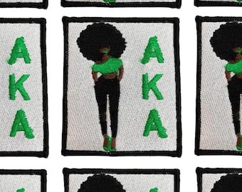 Prideful Patchez, AKA, Iron/Sew On Patch, Embroidered Patch, Great for Jackets, Denim, Hoodies & Bags, Black History, Crafts