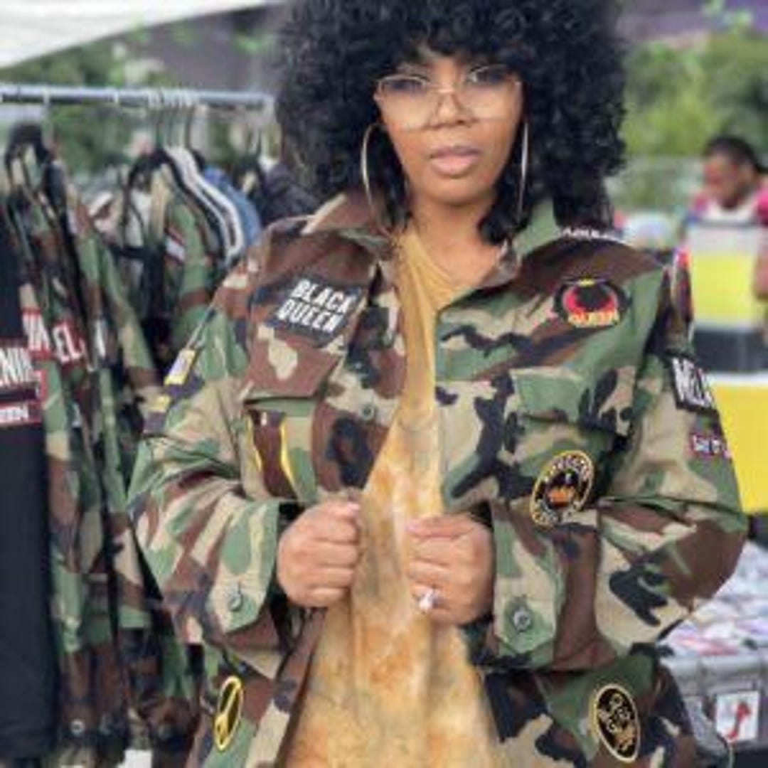 Prideful Patchez, Black Queen Cropped Camouflage Patched Prideful Patchez, Black Queen Cropped Camouflage Patched