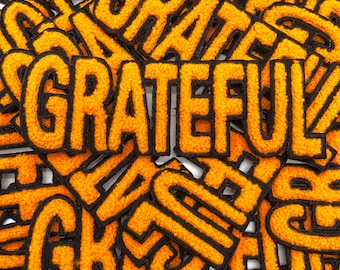 Prideful Patchez, Grateful, Chenille Patch, Iron On Patch, Sew On Patch, Embroidered Patch, Great for Jackets, Denim, Hoodies & Bags