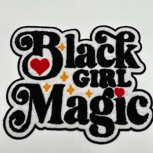 Prideful Patchez, 9&quot; Black Girl Magic Iron On Patch, Sew On Patch, Embroidered Patch, Great for Jackets, Denim, Hoodies & Bags, Cute Patches