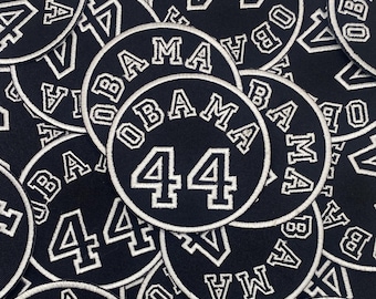 Prideful Patchez, Obama 44, Iron/Sew On Patch, Embroidered Patch, Great for Jackets, Denim, Hoodies & Bags, Black History, Crafts