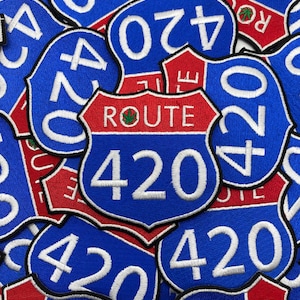 Prideful Patchez, Route 420,Iron On Patch, Sew On Patch, Embroidered Patch, Great for Jackets, Denim, Hoodies & Bags, Cute Patches