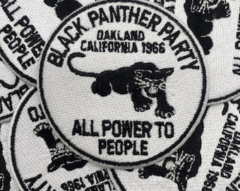 Parches Prideful Patchez, Partido Pantera Negra, Parche termoadhesivo/para coser, Parche bordado, Ideal para chaquetas, vaqueros, sudaderas con capucha y bolsos, Historia afroamericana, Manualidades