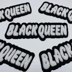 Prideful-patchez, tekst beste zwarte koningin chenille, strijk-/naaipatch, geborduurde patch, geweldig voor jassen, denim, hoodies en tassen, schattige patch