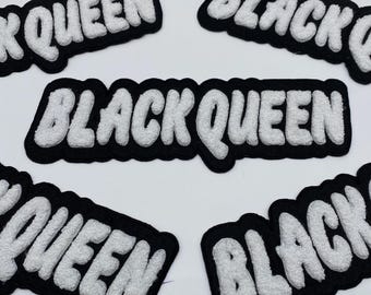 Prideful Patchez, Best Black Queen Chenille Text, Iron/Sew On Patch, Embroidered Patch, Great for Jackets, Denim, Hoodies & Bags, Cute Patch