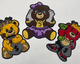 Prideful Patchez, Money Bears, Iron on Patch, Jacket Patch, Sew On Patch, Embroidered Patch, DIY