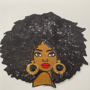 Prideful Patchez, Sassy Patch, Sequin Patch, Afro Patch, Embroidery Patch, Sequins, Iron on Patch, Sew on Patch
