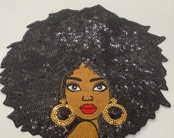 Prideful Patchez, Sassy Patch, Sequin Patch, Afro Patch, Embroidery Patch, Sequins, Iron on Patch, Sew on Patch