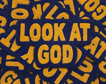 Prideful Patchez, Look At God, Iron on Patch, Sew On Patch, Chenille Patch,Religion Patch, Great for Jackets,Denim,Hoodies & Bags