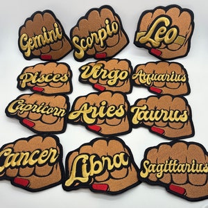 Prideful Patchez, Zodiac Signs Iron on Patch, Zodiac Patch, Sew On Patch, Embroidered Patch, Crafting, Crafts, For Jackets, Hoodies, Denim