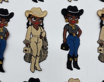 Prideful Patchez, Black Cowgirls, Iron/Sew On Patch, Embroidered Patch, Great for Jackets, Denim, Hoodies, Bags & More, Cute Patches