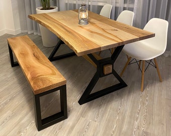 Table de bord en direct Fabriqué à la main sur mesure Table en bois Bord Waney Bord brut