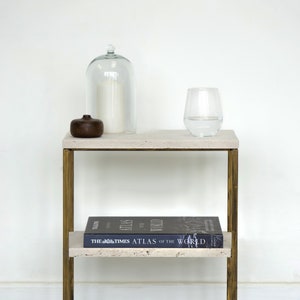 Travertine Stone Bedside Table | "Euclidean"