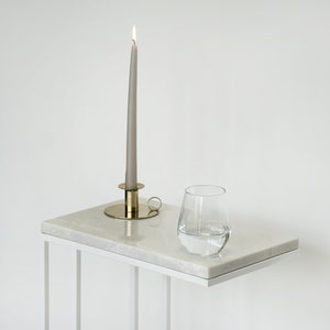 Solid Marble Sofa Side Table | "Euclidean"