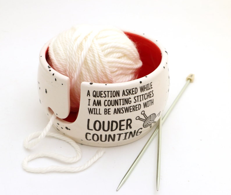 Ceramic yarn bowl Counting stitches funny yarn bowl Etsy