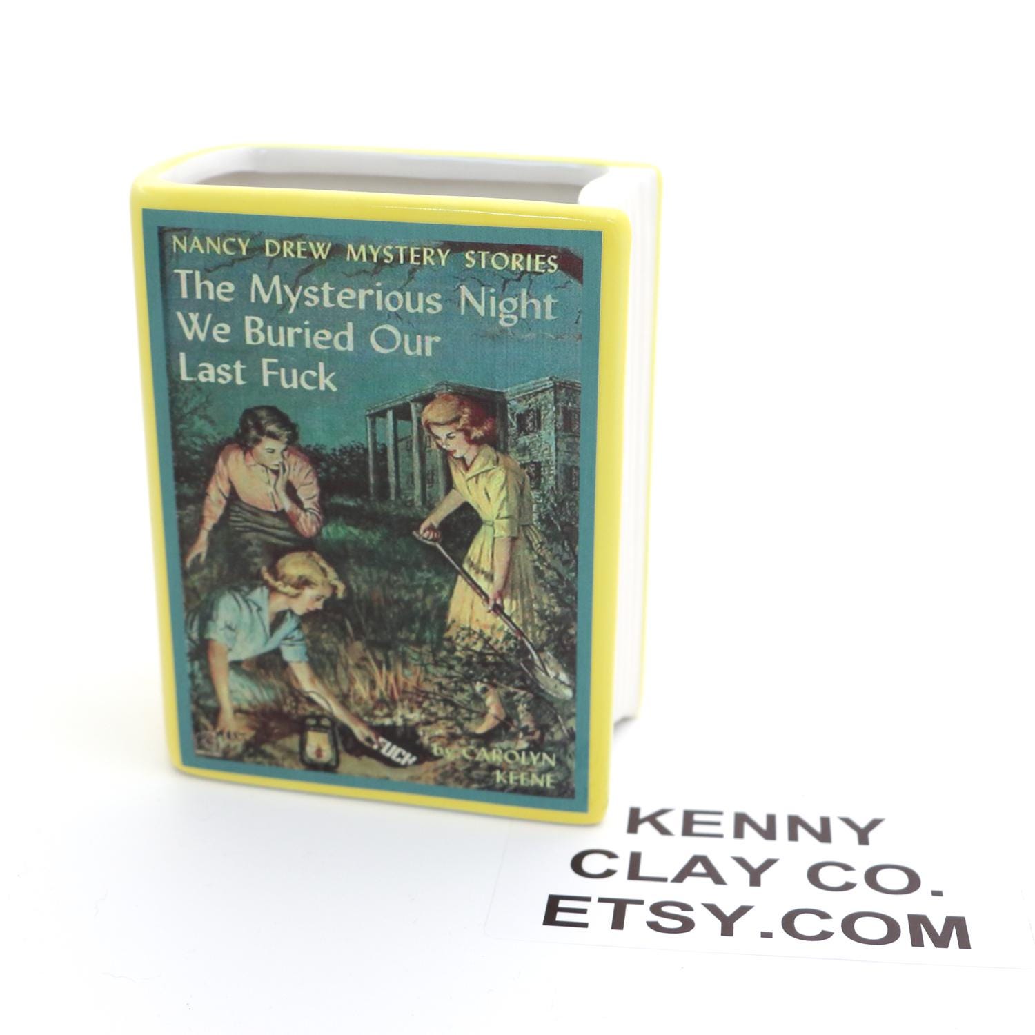 Nancy Drew Parody Book Vase: Handmade Ceramic Planter