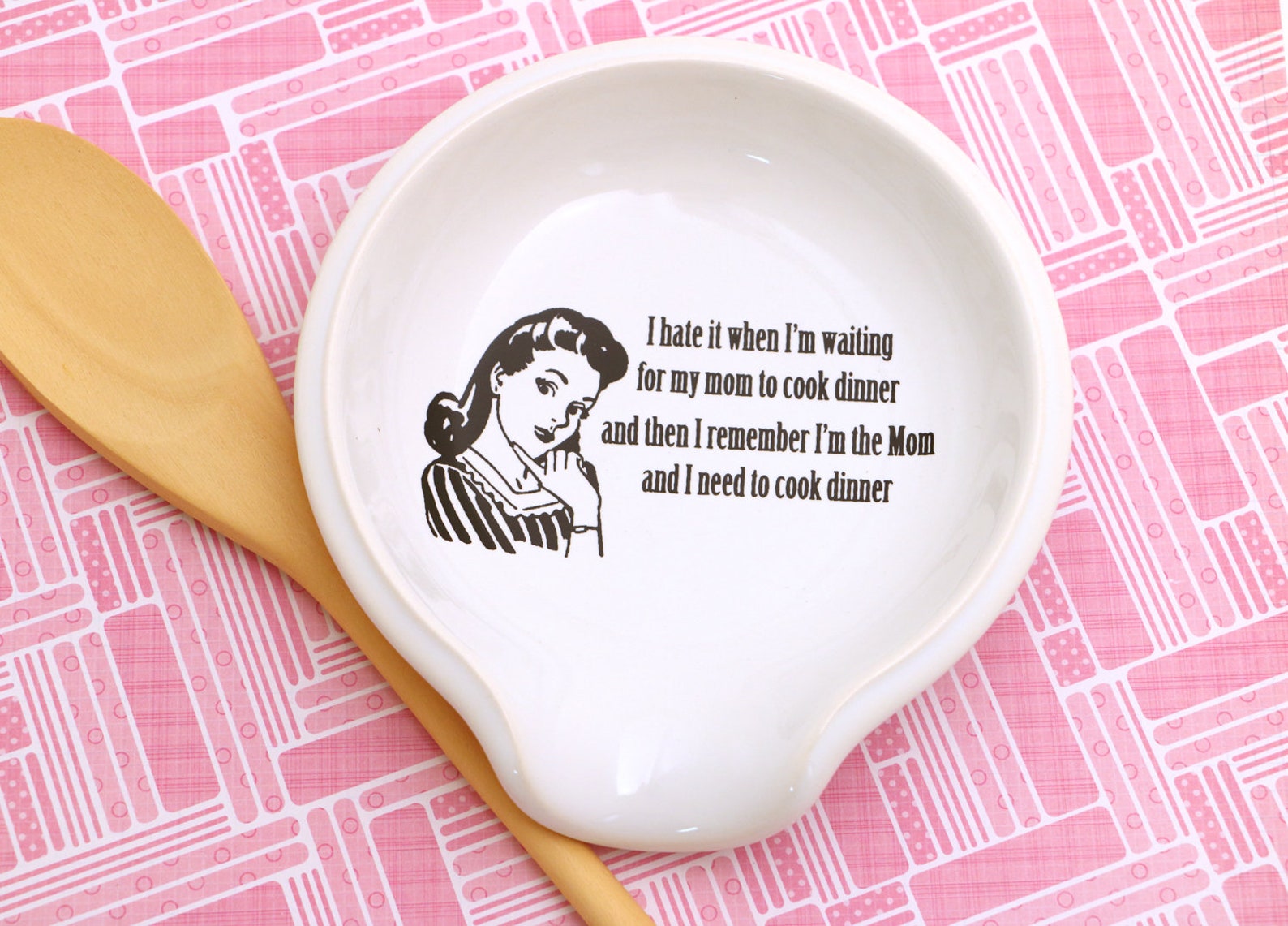Ceramic spoon rest Retro Mom funny gift spoonrest for Etsy