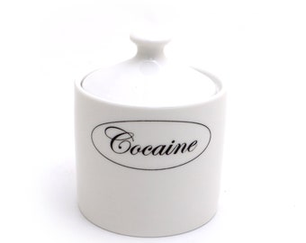 Cocaine sugar bowl, vintage porcelain sugar bowl, funny novelty gift