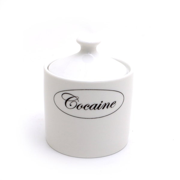 Cocaine sugar bowl, vintage porcelain sugar bowl, funny novelty gift