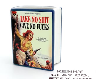 Book Vase: Pulp Novel Parody - Handmade Ceramic Planter, take no shit