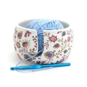Tapestry FULL WRAP  yarn bowl, large ceramic , gift for knitter, crochet bowl