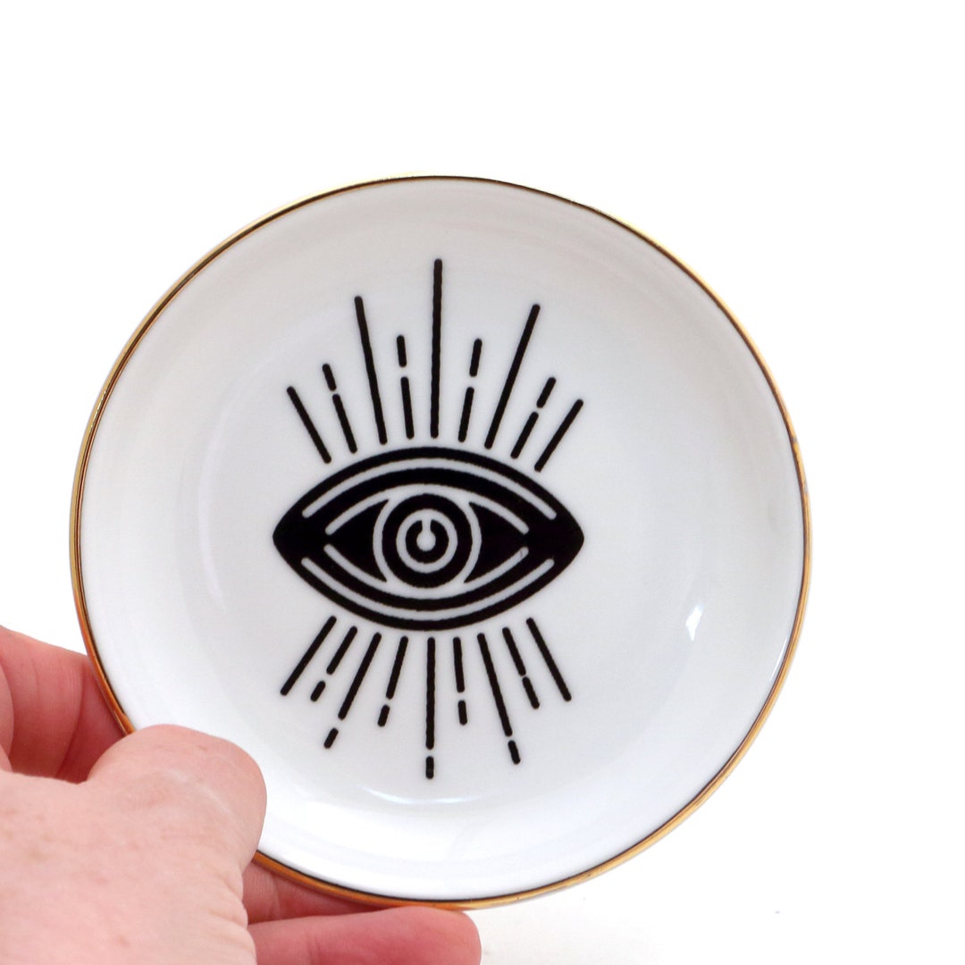 Third Eye ring dish ringholder 22 K gold rim new age gift Etsy