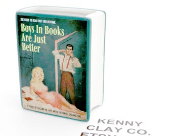 Book Vase: "Boys in Books" Pulp Novel Ceramic Planter