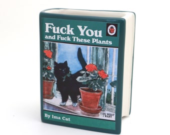 Book vase, cats and plants, F you and these plants, pencil holder, planter, mature language, novelty gift, funny cat gift