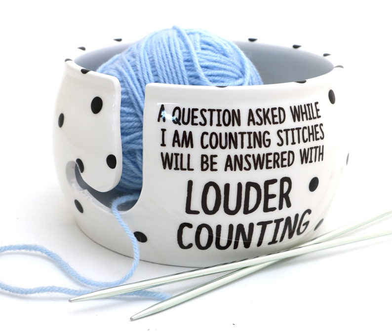 Funny Ceramic Yarn Bowl: Loud Counting, Knitting Gift bild 4
